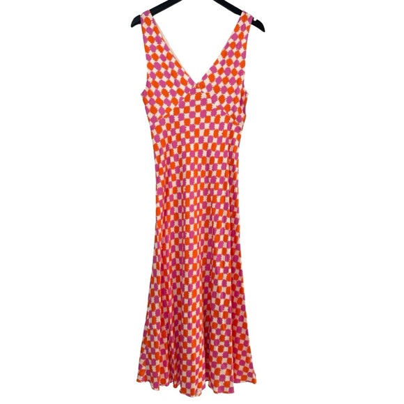 Kitri Womes US 6 Claire Picnic Check Bias Cut Long Slip Dress Empire Waist - Picture 8 of 11